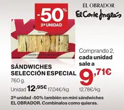 Supercor El obrador sándwiches selección especial oferta