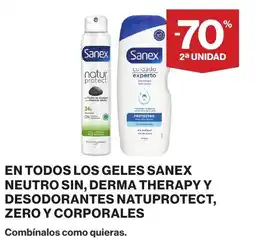 Supercor Sanex geles neutro sin, derma therapy y desodorantes natuprotect, zero y corporales oferta