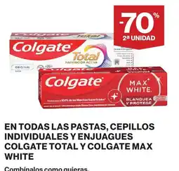 Supercor Colgate total y colgate max white en todas las pastas cepillos individuales y enjuagues oferta