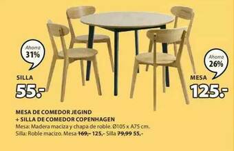 JYSK Mesa De Comedor Jegind + Silla De Comedor Copenhagen oferta