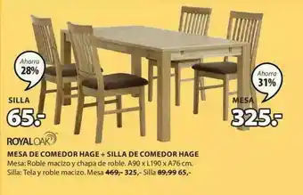JYSK Mesa De Comedor Hage + Silla De Comedor Hage Royaloak oferta