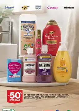 Supercor Johnson's baby, OGX, Le Petit Marseillais, Carefree y Listerine oferta