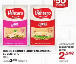 Supercor El Ventero queso tierno y light en lonchas oferta