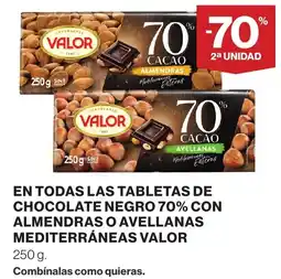 Supercor Valor chocolate negro 70% con almendras o avellanas mediterráneas oferta