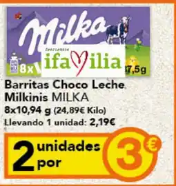 Gadis Milka barritas choco leche oferta