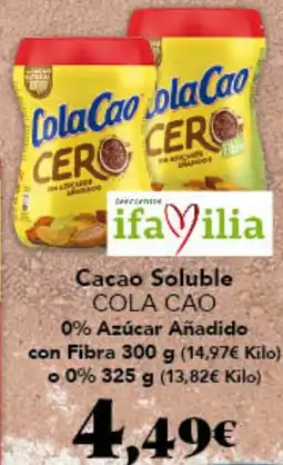Gadis Cola Cao Cacao Soluble 0% azucar oferta