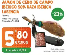 AhorraMas Lasencia jamón de cebó de campo ibérico 50% raza ibérica oferta