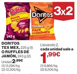 Supercor Doritos tex mex o ruffles de jamón oferta
