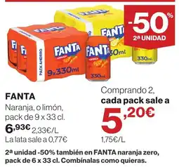 Supercor Fanta naranja, o limón oferta