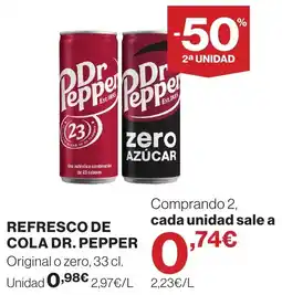 Supercor Dr Pepper refresco de cola oferta