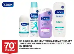 Supercor Sanex geles neutro sin, derma therapy y desodorantes natur protect y todo el cuerpo oferta
