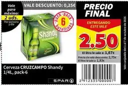 SPAR Cruzcampo - cerveza shandy oferta