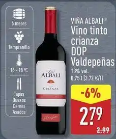 ALDI Viña albali - vino tinto crianza dop valdepenas oferta