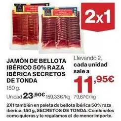 El Corte Inglés Jamón de bellota ibérico 50% raza ibérica secretos de tonda oferta
