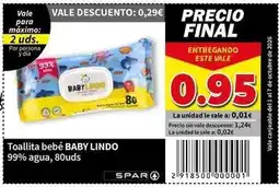 SPAR Spar - toallita bebé baby oferta