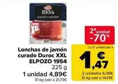 Carrefour Market Elpozo - lonchas de jamon curado duroc xxl 1954 oferta
