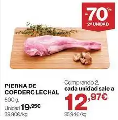 El Corte Inglés Pierna de cordero lechal oferta