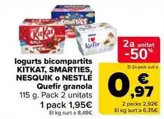 Carrefour Market Nestlé - iogurts bicompartits kitkat, smarties, nesquik o oferta