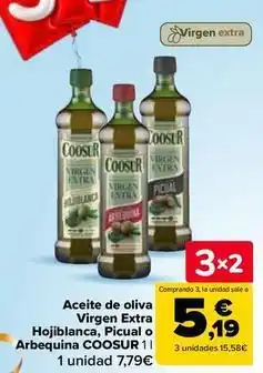 Carrefour Market Coosur - aceite de oliva virgen extra hojiblanca, picual o arbequina oferta