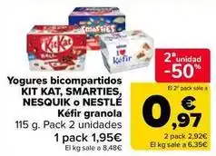 Carrefour Market Nestlé - yogures bicompartidos kit kat, smarties, nesquik o oferta