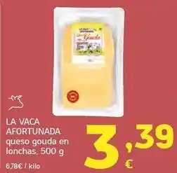 HiperDino La vaca afortunada - queso gouda en lonchas oferta