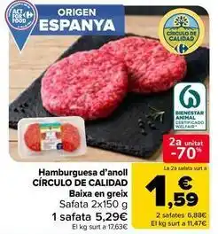 Carrefour Market Origen - hamburguesa d'anoll oferta