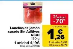Carrefour Market Nico - lonchas de jamon curado sin aditivos oferta
