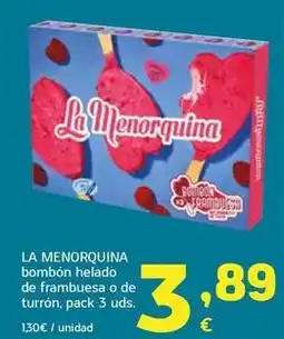 HiperDino La menorquina - bombon helado de frambuesa oferta