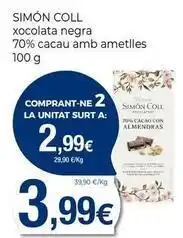 Keisy Simón coll xocolata negra 70% cacau amb ametlles oferta