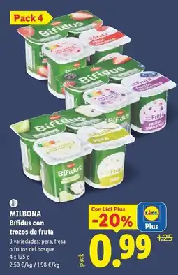 Lidl Milbona - bifidus con trozos de fruta oferta