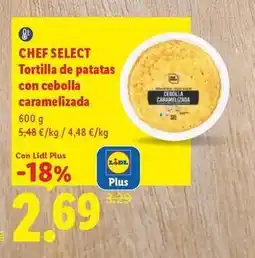 Lidl Chef select - tortilla de patatas con cebolla caramelizada oferta