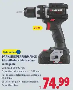 Lidl Parkside performance atornilladora taladradora recargable oferta