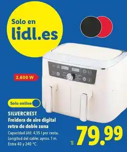 Lidl Silvercrest - freidora de aire digital retro de doble zona oferta