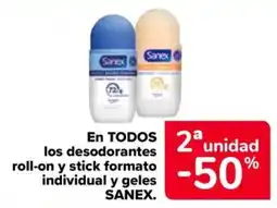 Carrefour Market Sanex desodorantes roll-on y stick formato individual y geles oferta