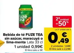 Carrefour Market Fuze Tea sin azúcar, maracuyá o lima-menta oferta