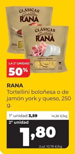 Alimerka Rana tortellini boloñesa o de jamón york y queso oferta