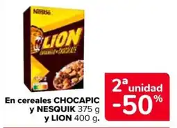 Carrefour Market Chocapic y nesquik y lion en cereales oferta