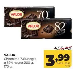 Alimerka Valor chocolate 70% negro o 82% negro oferta