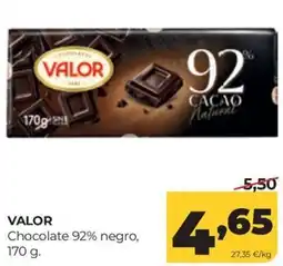 Alimerka Valor chocolate 92% negro oferta