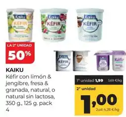 Alimerka Kaiku kéfir con limón & jengibre, fresa & granada, natural, o natural sin lactosa oferta
