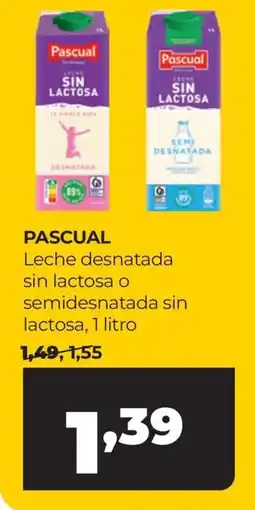 Alimerka Pascual leche desnatada sin lactosa o semidesnatada sin lactosa oferta