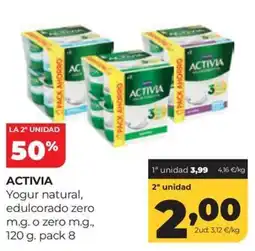 Alimerka Activia yogur natural, edulcorado zero m.g. o zero m.g. oferta