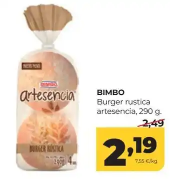 Bimbo burger rustica artesencia
