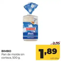 Alimerka Bimbo pan de molde sin corteza oferta