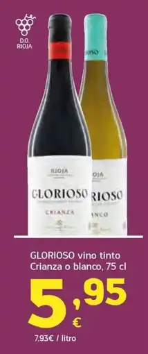 HiperDino Glorioso vino tinto Crianza o blanco oferta