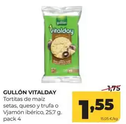 Alimerka Gullón Vitalday tortitas de maíz setas, queso y trufa o Vjamón ibérico oferta
