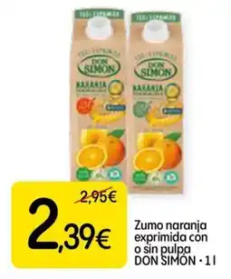 Dialprix Zumo naranja exprimida con o sin pulpa DON SIMÓN oferta