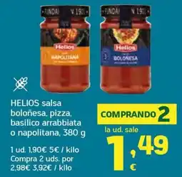 HiperDino Helios salsa boloñesa, pizza, basilico arrabbiata o napolitana oferta