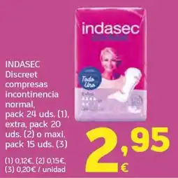 HiperDino indasec compresas incontinencia normal oferta