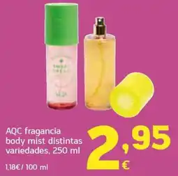 HiperDino AQC fragancia body mist distintas variedades oferta